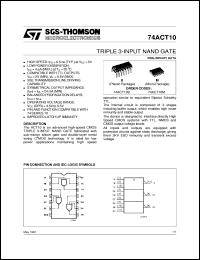 datasheet for 74ACT10 by SGS-Thomson Microelectronics