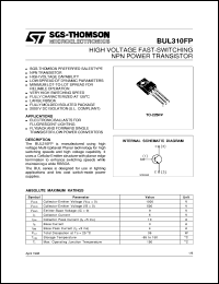 datasheet for BUL310FP by SGS-Thomson Microelectronics