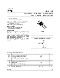 datasheet for BUL118 by SGS-Thomson Microelectronics