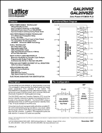 datasheet for GAL20V8Z-15QJ by Lattice Semiconductor Corporation