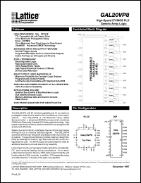 datasheet for GAL20VP8B-15LP by Lattice Semiconductor Corporation