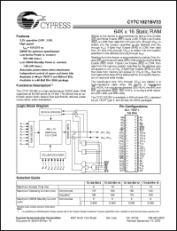 datasheet for CY7C1021BV33-12BAI by Cypress Semiconductor