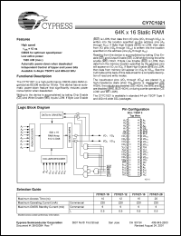 datasheet for CY7C1021-15ZI by Cypress Semiconductor