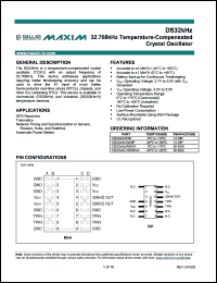 datasheet for DS32KHZ/WBGA by Dallas Semiconductor
