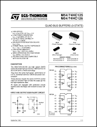 datasheet for M74HC125 by SGS-Thomson Microelectronics