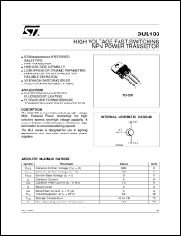 datasheet for BUL138 by SGS-Thomson Microelectronics