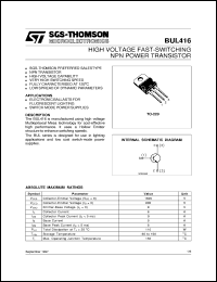 datasheet for BUL416 by SGS-Thomson Microelectronics