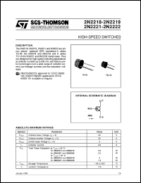 datasheet for 2N2219 by SGS-Thomson Microelectronics