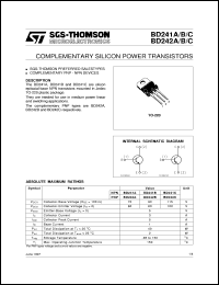datasheet for BD241A by SGS-Thomson Microelectronics
