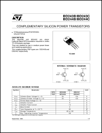 datasheet for BD243B by SGS-Thomson Microelectronics