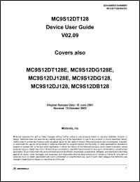 datasheet for MC9S12DB128CPV by Motorola