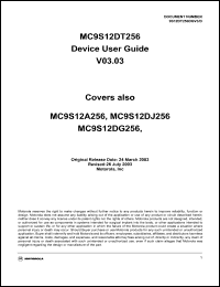 datasheet for MC9S12DG256CPV by Motorola