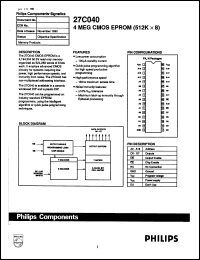 datasheet for 27C040-20FA by Philips Semiconductors