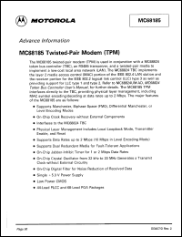datasheet for MC68185 by Motorola