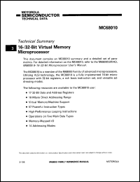 datasheet for MC68010 by Motorola