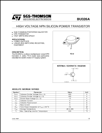 datasheet for BU326A by SGS-Thomson Microelectronics