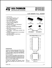 datasheet for M74HC283 by SGS-Thomson Microelectronics