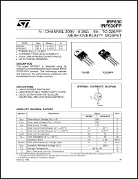 datasheet for IRF630FP by SGS-Thomson Microelectronics
