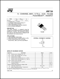 datasheet for IRF730 by SGS-Thomson Microelectronics