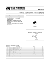 datasheet for BCW30 by SGS-Thomson Microelectronics