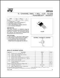 datasheet for IRF830 by SGS-Thomson Microelectronics