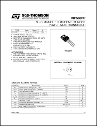 datasheet for IRF530FP by SGS-Thomson Microelectronics