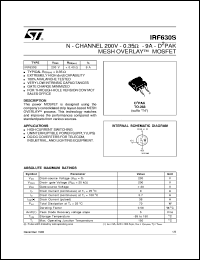 datasheet for IRF630S by SGS-Thomson Microelectronics