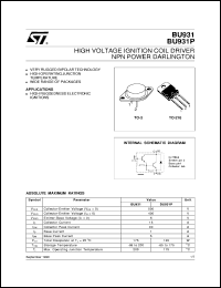 datasheet for BU931 by SGS-Thomson Microelectronics