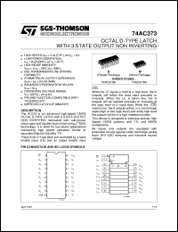 datasheet for 74AC373 by SGS-Thomson Microelectronics