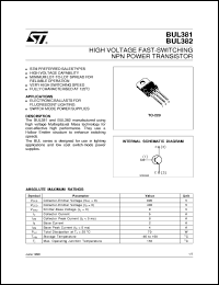 datasheet for BUL381 by SGS-Thomson Microelectronics