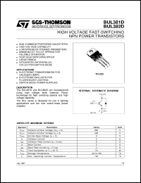 datasheet for BUL381D by SGS-Thomson Microelectronics