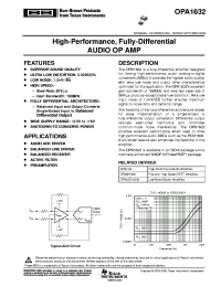 datasheet for OPA1632 by Texas Instruments