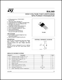 datasheet for BUL38D by SGS-Thomson Microelectronics