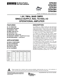 datasheet for OPA363AID
 by Texas Instruments