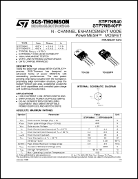 datasheet for STP7NB40 by SGS-Thomson Microelectronics