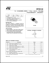datasheet for IRFBC40 by SGS-Thomson Microelectronics