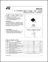 datasheet for IRF640S by SGS-Thomson Microelectronics