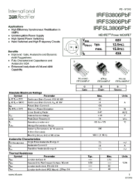 datasheet for IRFB3806PBF by International Rectifier