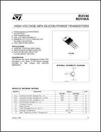datasheet for BUV46 by SGS-Thomson Microelectronics