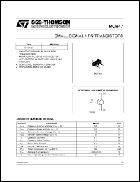 datasheet for BC847 by SGS-Thomson Microelectronics