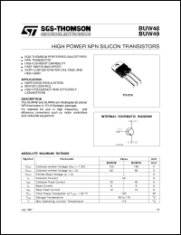 datasheet for BUW48 by SGS-Thomson Microelectronics