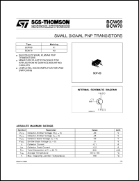 datasheet for BCW69 by SGS-Thomson Microelectronics