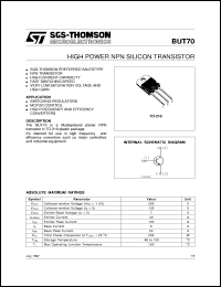 datasheet for BUT70 by SGS-Thomson Microelectronics