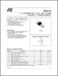 datasheet for BUZ71A by SGS-Thomson Microelectronics