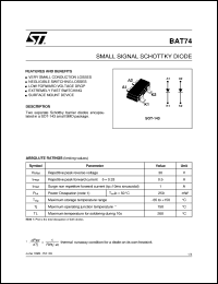 datasheet for BAT74 by SGS-Thomson Microelectronics