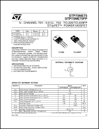 datasheet for STP75NE75FP by SGS-Thomson Microelectronics