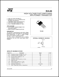 datasheet for BUL89 by SGS-Thomson Microelectronics