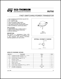 datasheet for BUT92 by SGS-Thomson Microelectronics