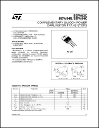 datasheet for BDW93C by SGS-Thomson Microelectronics