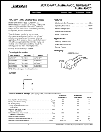 datasheet for MUR3040PT by Intersil Corporation
